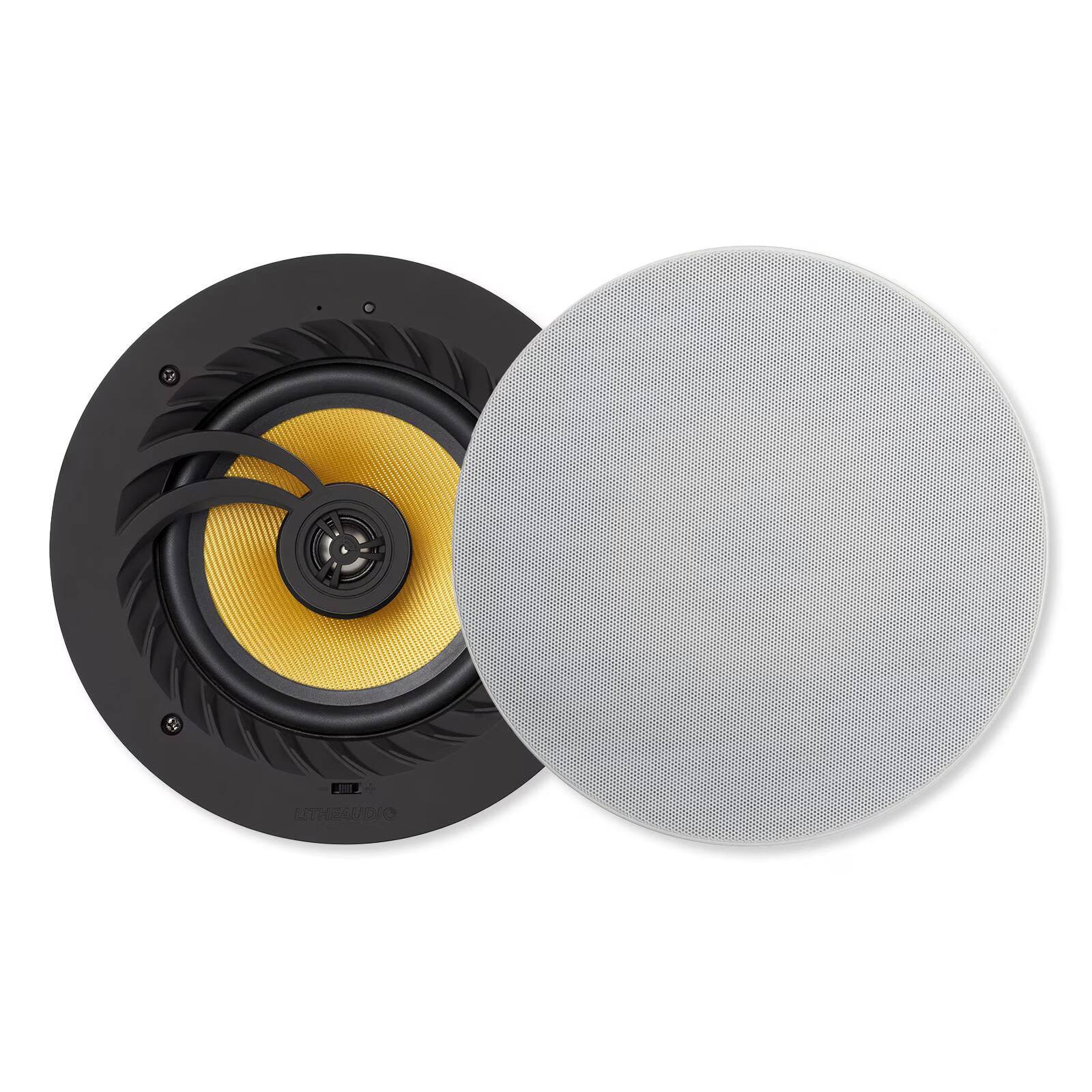 Lithe Audio - Bluetooth Wireless 6.5" Ceiling Speaker, Pair (1 Master and 1 Wired Passive) - Black|Gold