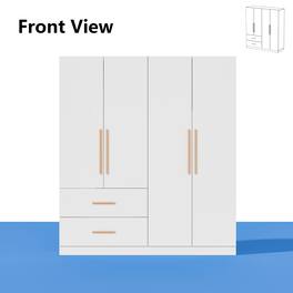 FUFU&GAGA - 4 - Door Wardrobe Spacious Storage with Drawers & Anti - Tip Safety for Bedrooms - White