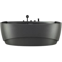 Empava - 74.8 in. x 44.9 in. Oval Center Drain Combination Whirlpool Water/Air Bathtub - Tub filler - Waterfall - Lights - Green