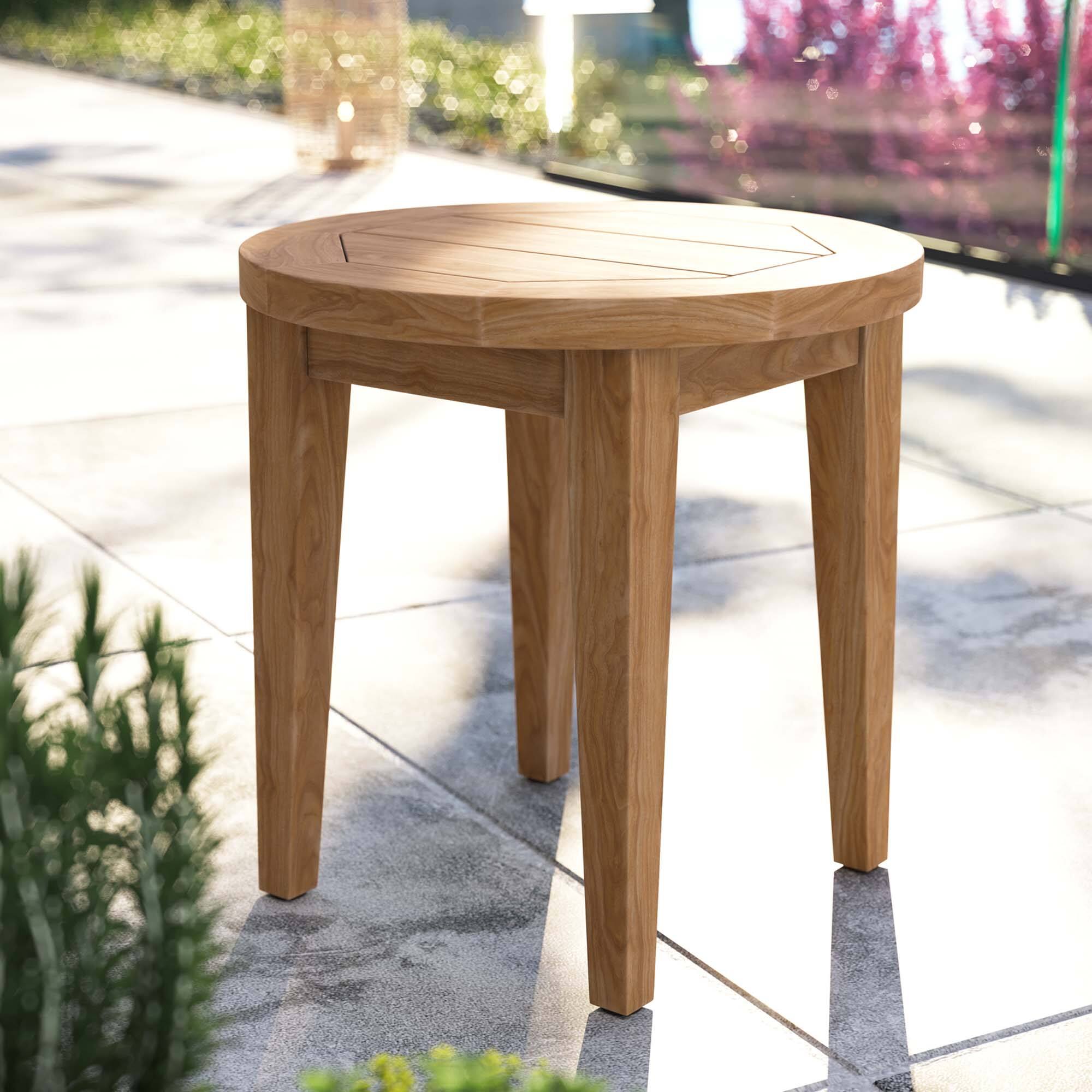 Front. Modway - Brisbane Teak Wood Outdoor Patio Side Table by Modway - Natural.