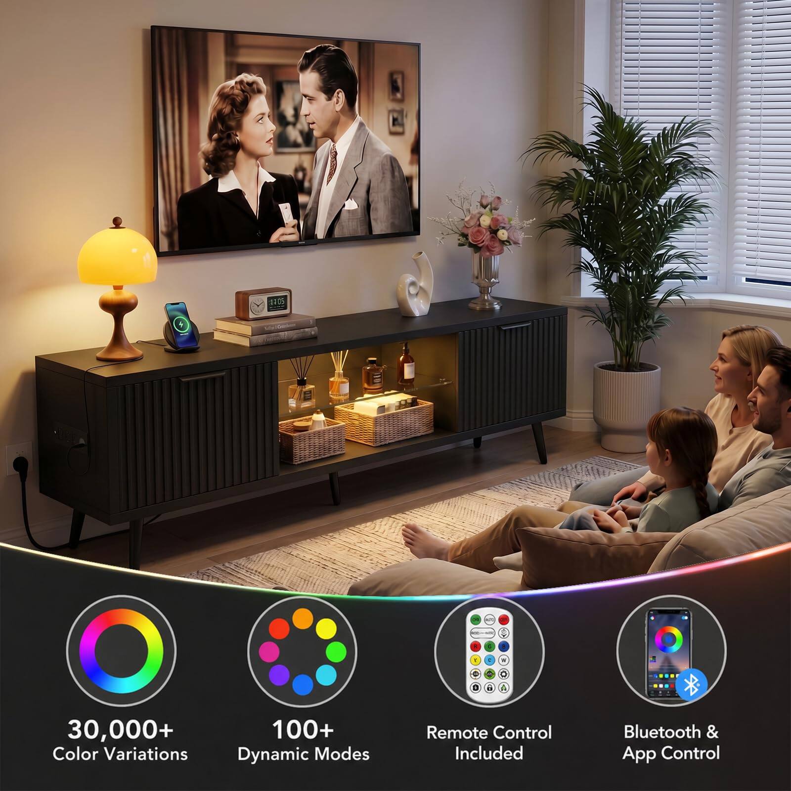 1355 - - d . 4 - - A - 30,000+ Color Variations 100+ Dynamic Modes Remote Control Included Bluetooth & App Control