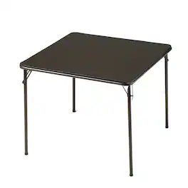 MECO - Sudden Comfort 34 x 34 Inch Square Metal Folding Dining Card Table, Black - Cinnabar