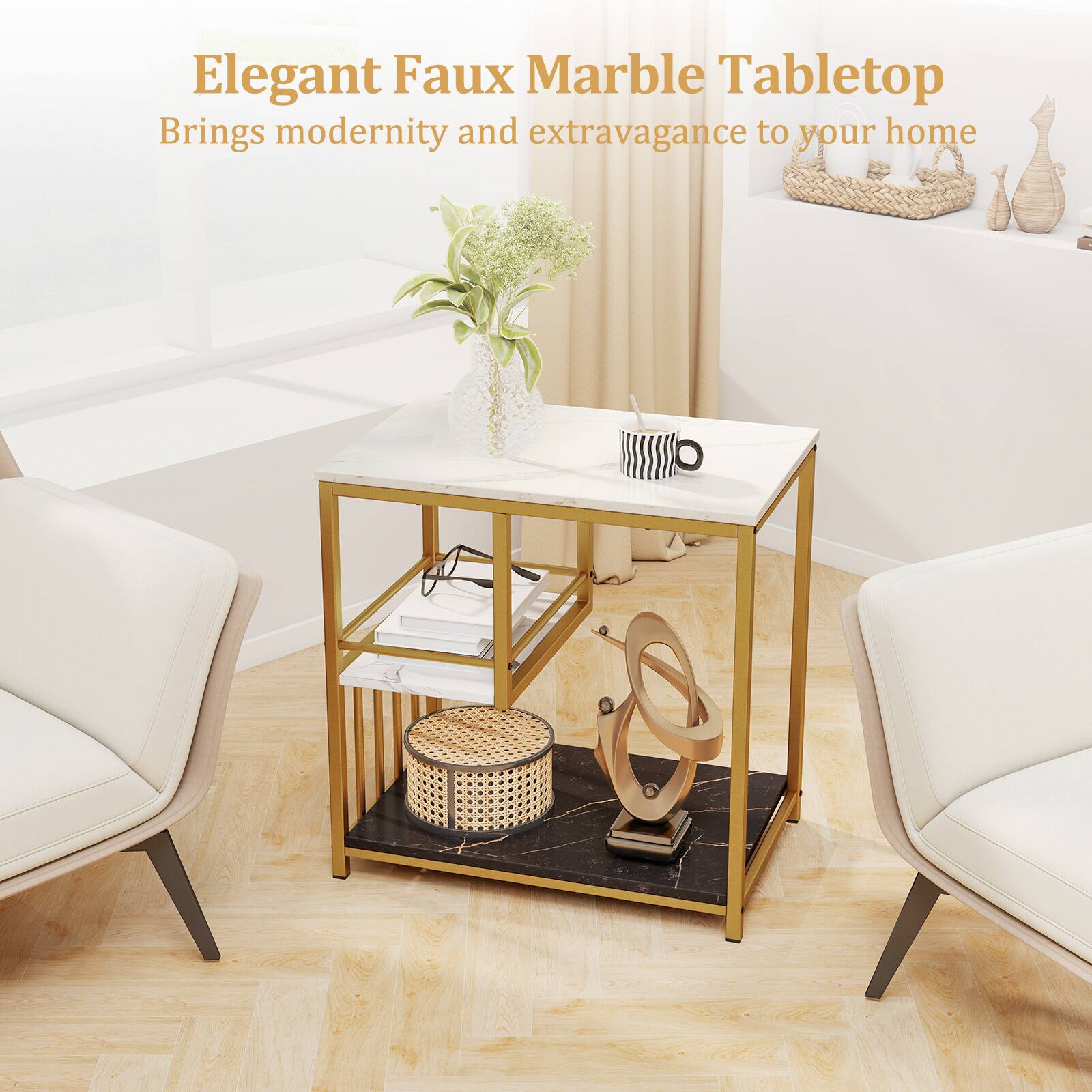 Elegant Faux Marble Tabletop
Brings modernity and extravagance to your home