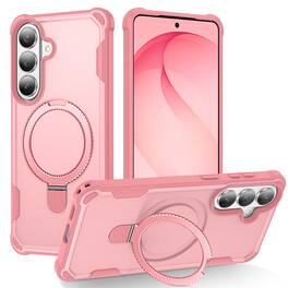 Dteck - Rugged Mag Safe Case for Samsung Galaxy S26+,Mag Safe Compatible,Bulit in Magnetic Metal Stand PC+TPU Shockproof Cover - Pink