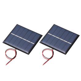 Unique Bargains - 2pcs 3V 0.33W 110mA Mini Solar Panels, Polycrystalline Solar Cell with Cable for DIY Toy Charger - Black
