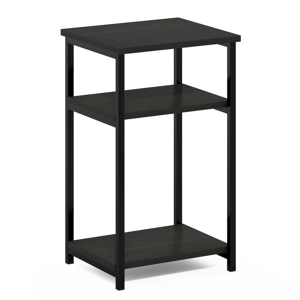 Left. Furinno - JUST Night Stand, Nightstand, 3-Tier Metal Frame End Table with Open Shelf, Side Table, End Table - Espresso.