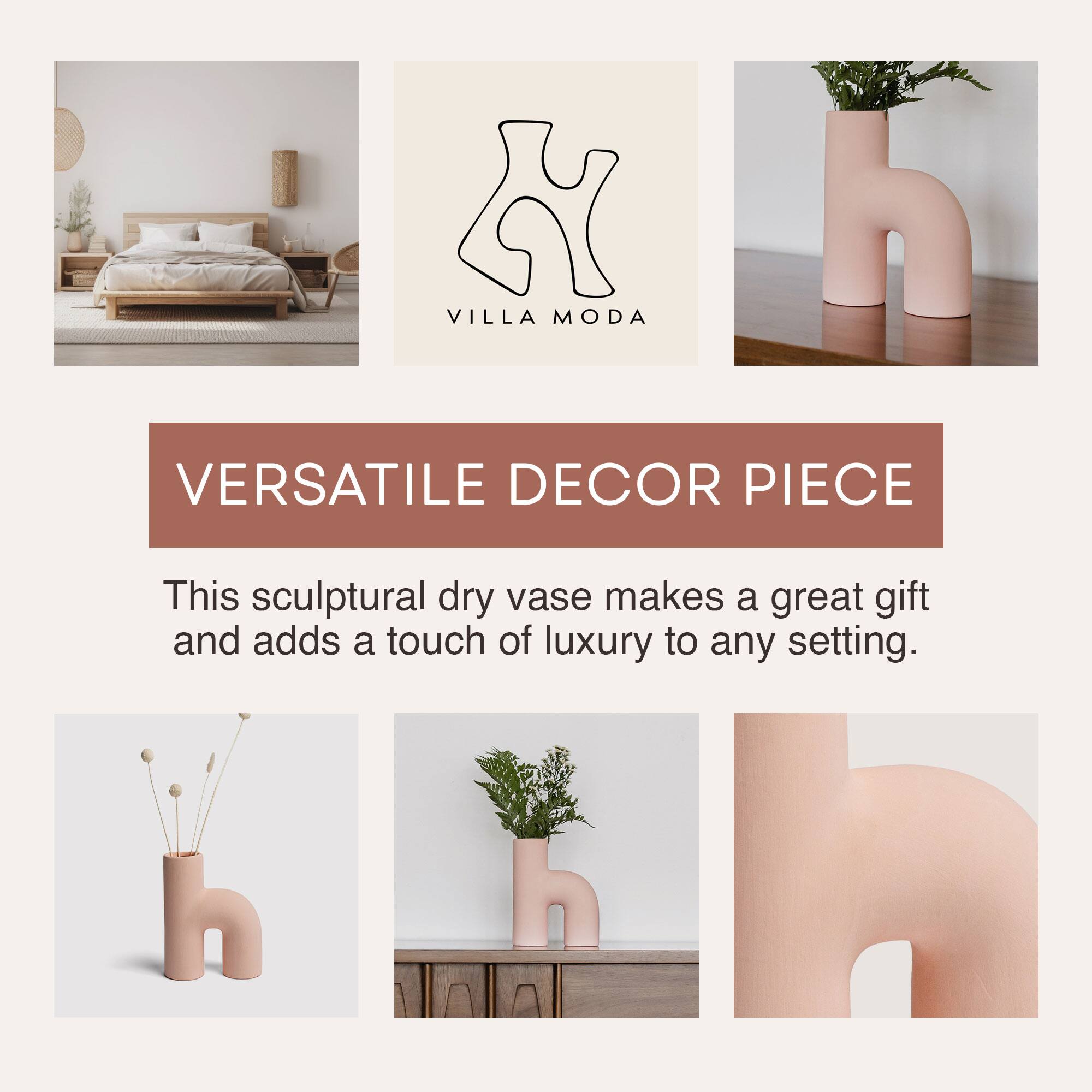 H h VILLA MODA VERSATILE DECOR PIECE

This sculptural dry vase makes a great gift and adds a touch of luxury to any setting.