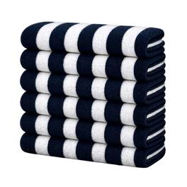 Plazatex - Terry Cabana 80% Cotton 20% Polyester Oversized 6 Pack Beach Bath Towel 36" x 66" - Navy