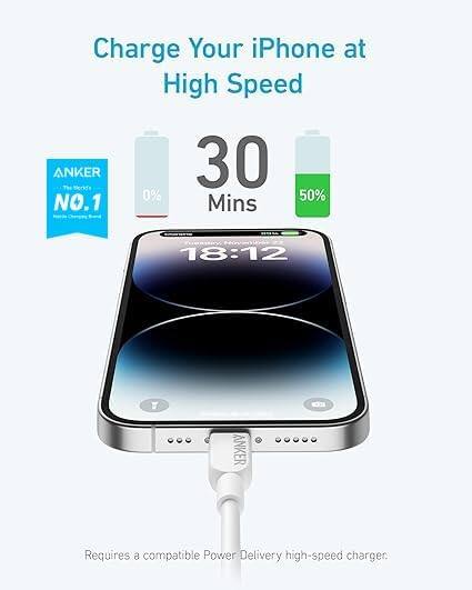 Charge Your iPhone at High Speed

30 Mins

0% → 50%

ANKER NO.1

Requires a compatible Power Delivery high-speed charger.