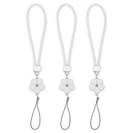 Unique Bargains - 3pcs Creative Braided Flower Phone Charm Wrist Lanyard for Case Camera Keychain Hand String - White