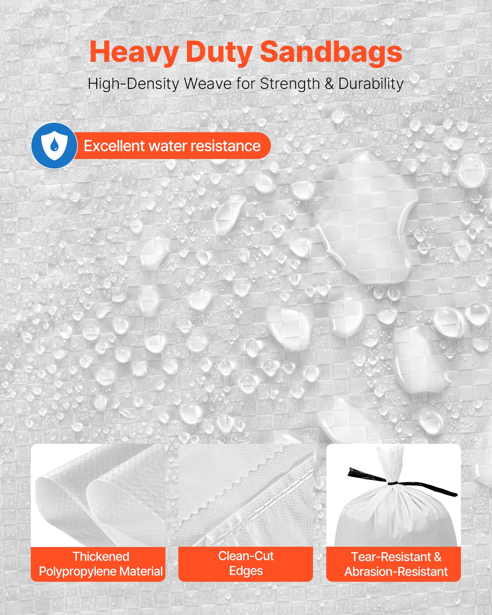 Heavy Duty Sandbags  
High-Density Weave for Strength & Durability  

- Excellent water resistance  
- Thickened Polypropylene Material  
- Clean-Cut Edges  
- Tear-Resistant & Abrasion-Resistant
