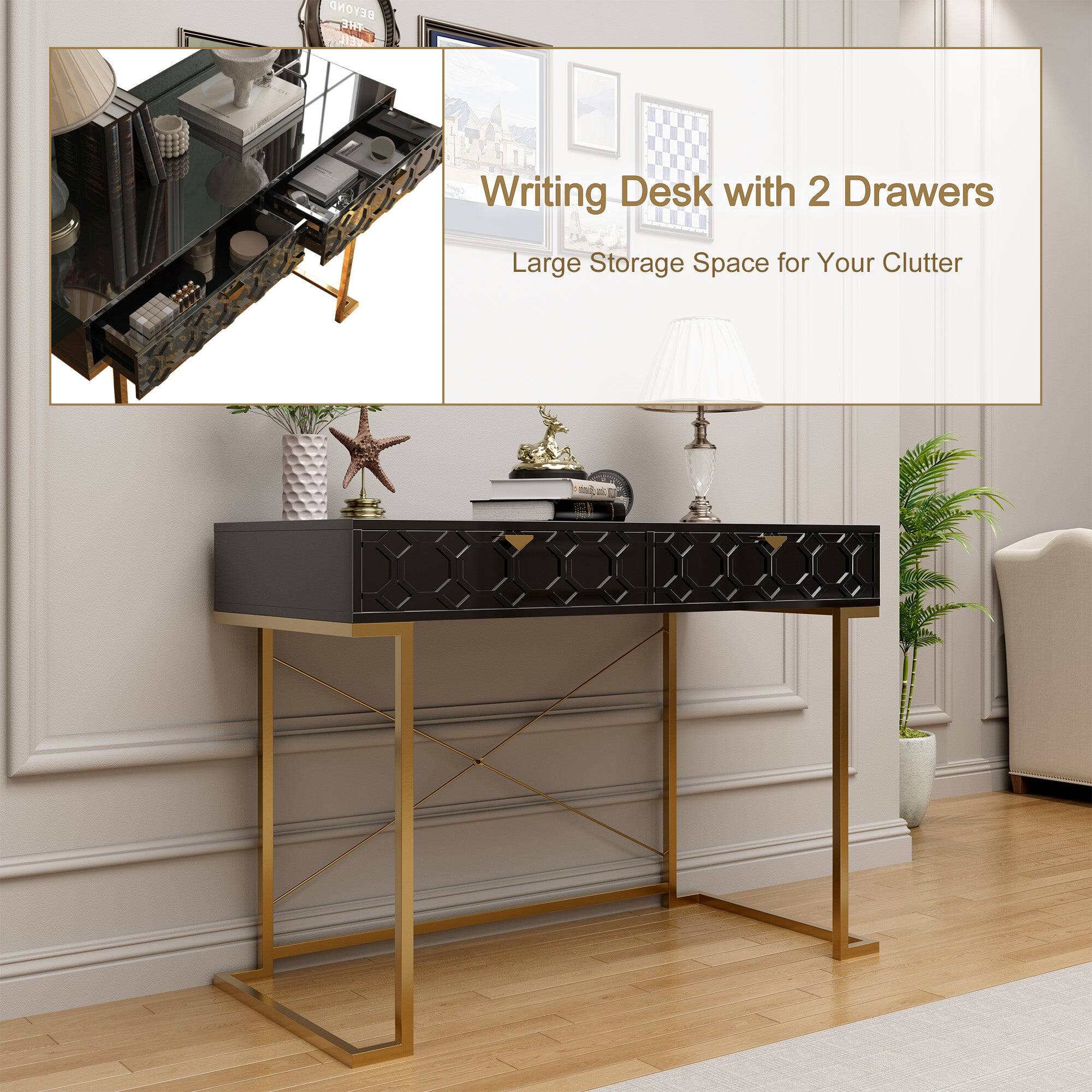 Writing Desk with 2 Drawers  
Large Storage Space for Your Clutter