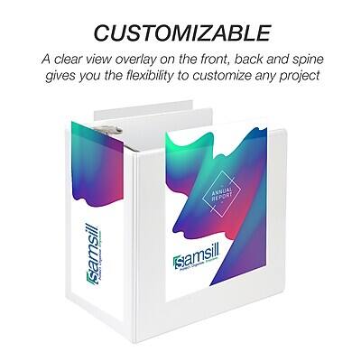 CUSTOMIZABLE

A clear view overlay on the front, back, and spine gives you the flexibility to customize any project.

Isamsill ANNUAL REPORT

Isamsill