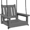 Front. SERWALL - SERWALL HDPE Heavy Duty Single Porch Swing for Patio Garden Yard, Grey - Gray.