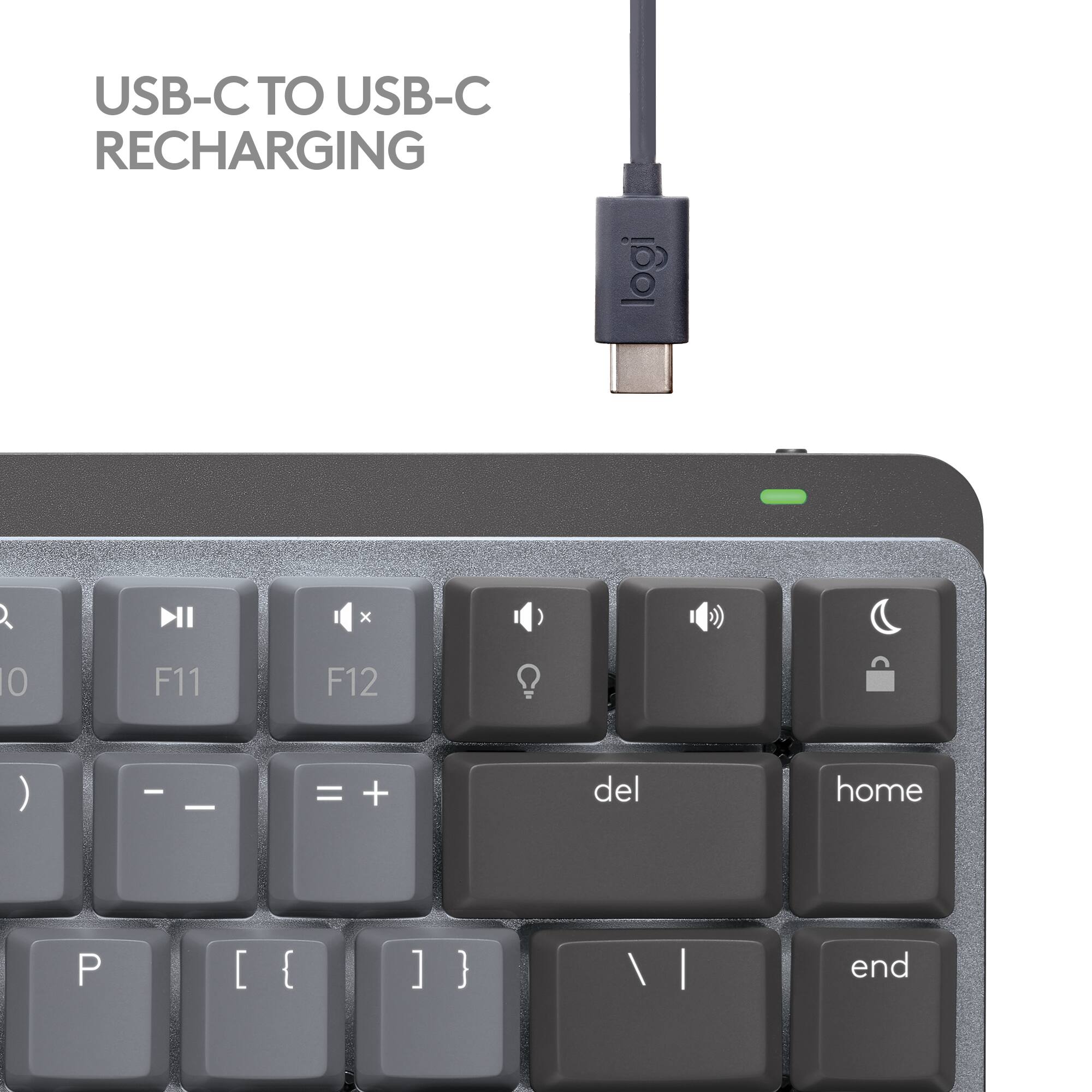 The text on the image reads "USB-C TO USB-C RECHARGING."