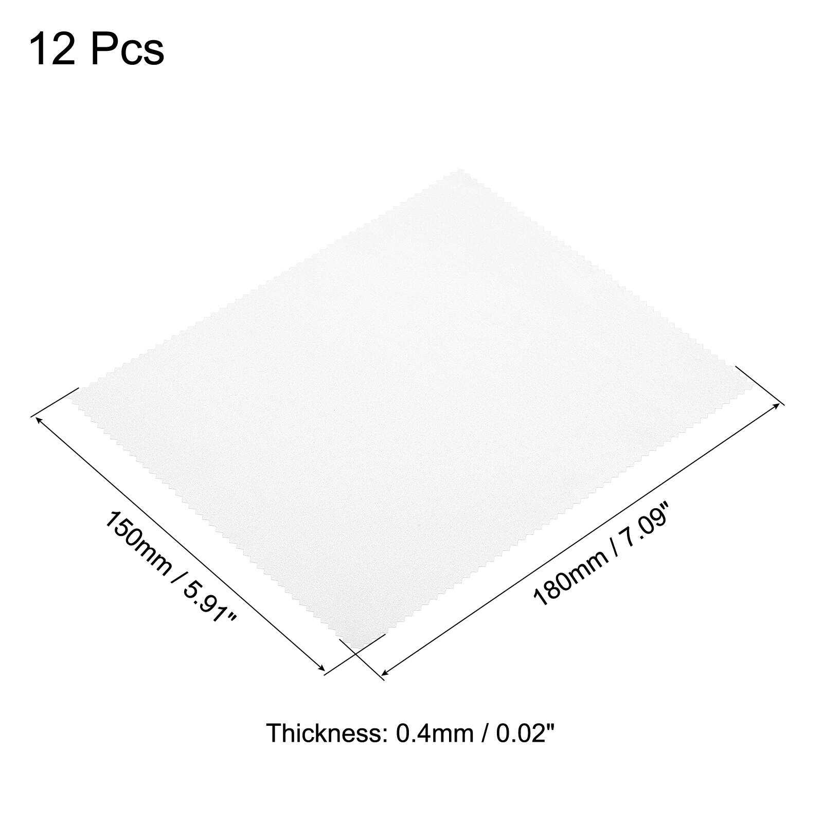 12 Pcs  
150mm / 5.91" x 180mm / 7.09"  
Thickness: 0.4mm / 0.02"