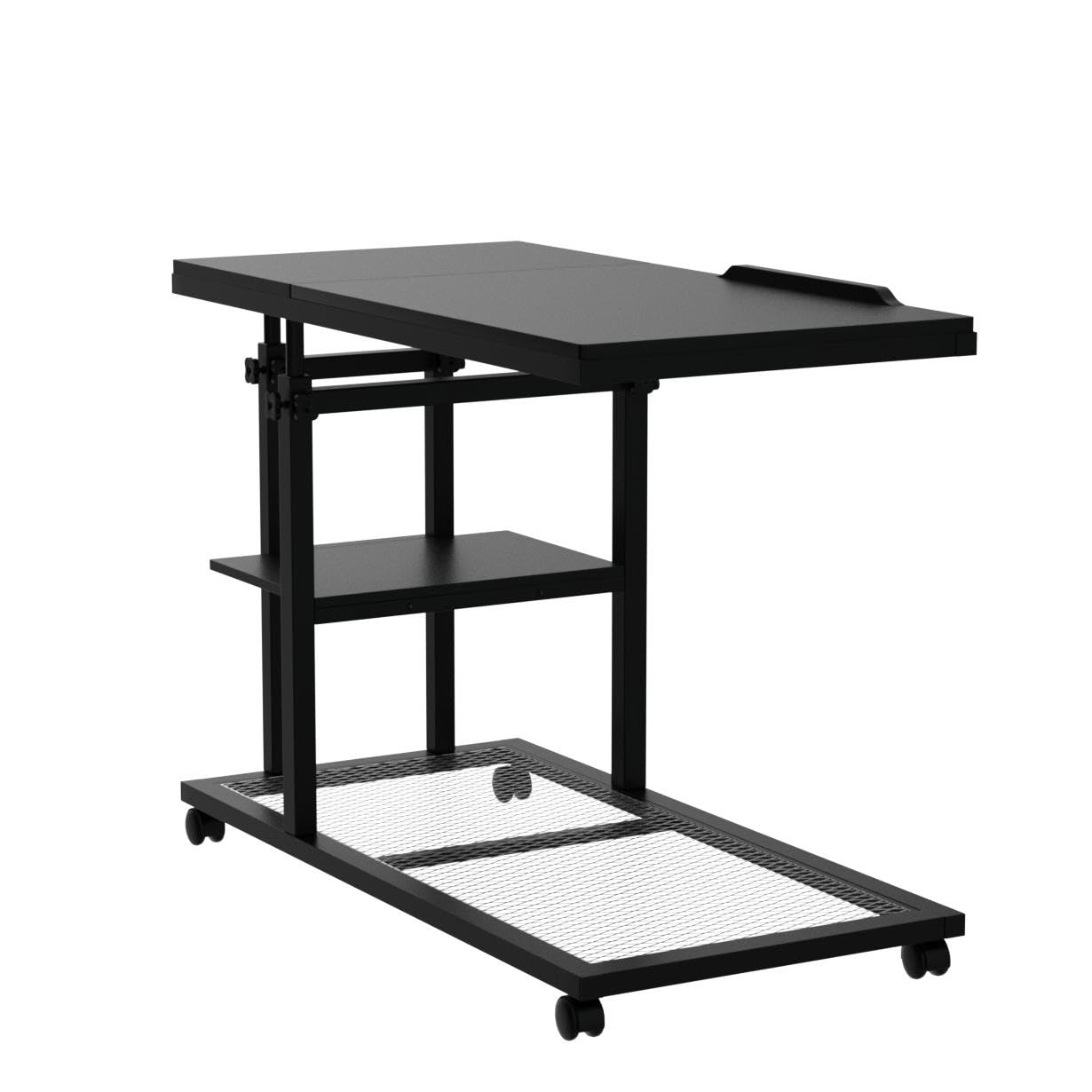 Alt View 1. Tribesigns - Height-Adjustable C-Shaped Mobile Laptop Desk with Wheels and Tilting Top for Sofa or Bedside - Black.