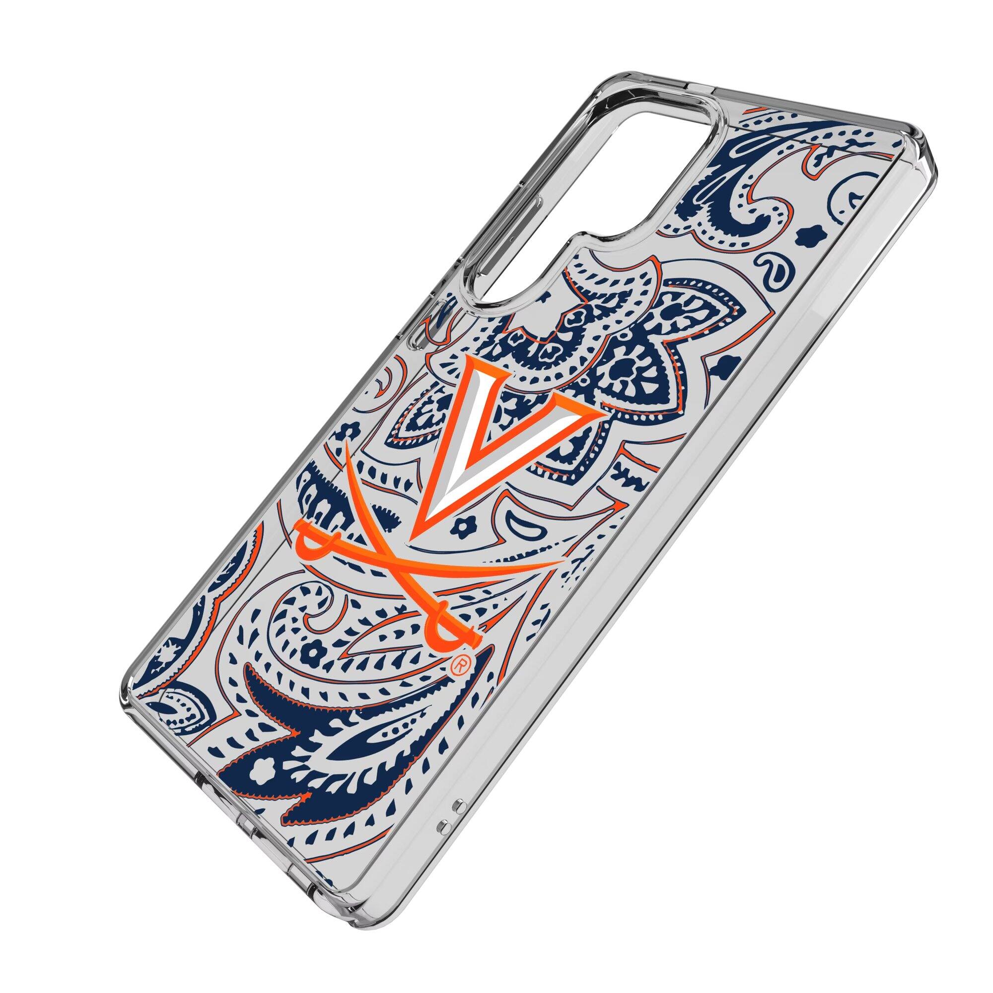 Alt View 1. Keyscaper - Virginia Cavaliers Paisley Galaxy Clear Case - S24 Ultra - Multicolor.