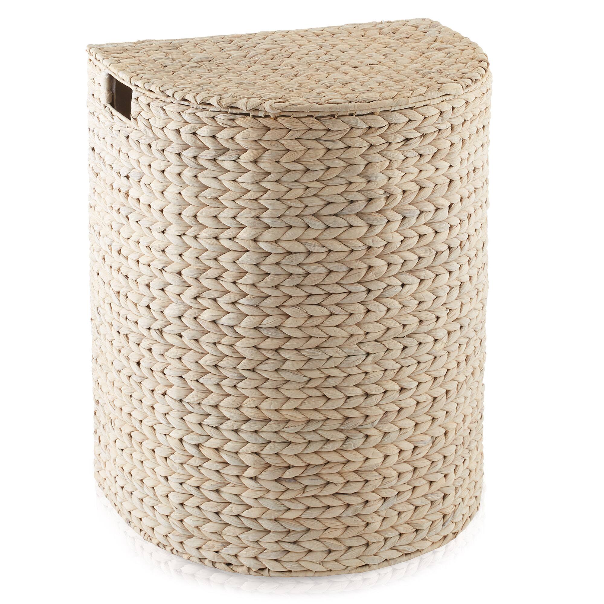Alt View 2. Casafield - Half Moon Laundry Hamper Basket w/ Lid and Removable Liner for Clothes - Whitewash.