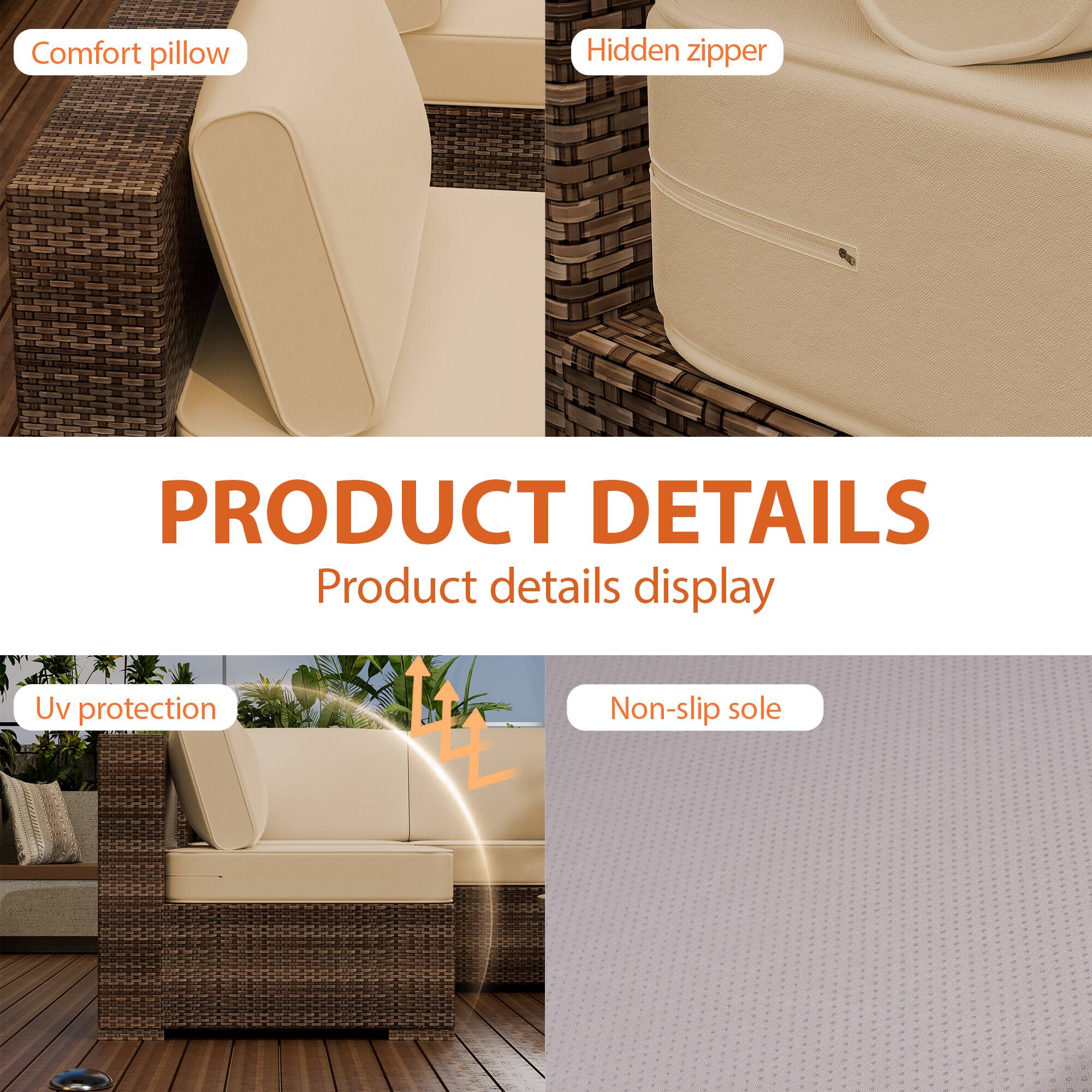 Comfort pillow  
Hidden zipper  

PRODUCT DETAILS  
Product details display  

Uv protection  
Non-slip sole