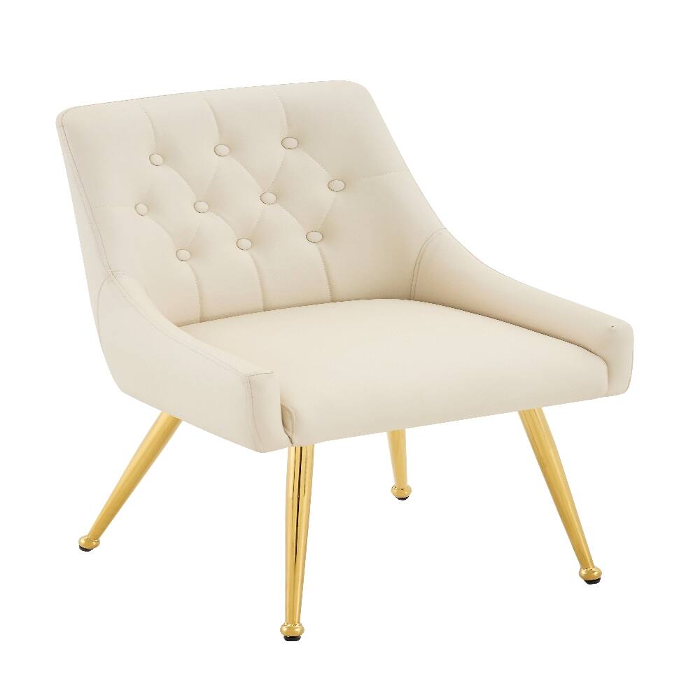 Alt View 8. Loheer - Leather Dining Chairs Set of 2 Tufted Accent Chair Modern Dining Seating Off White Faux Leather Chairs - Off White.