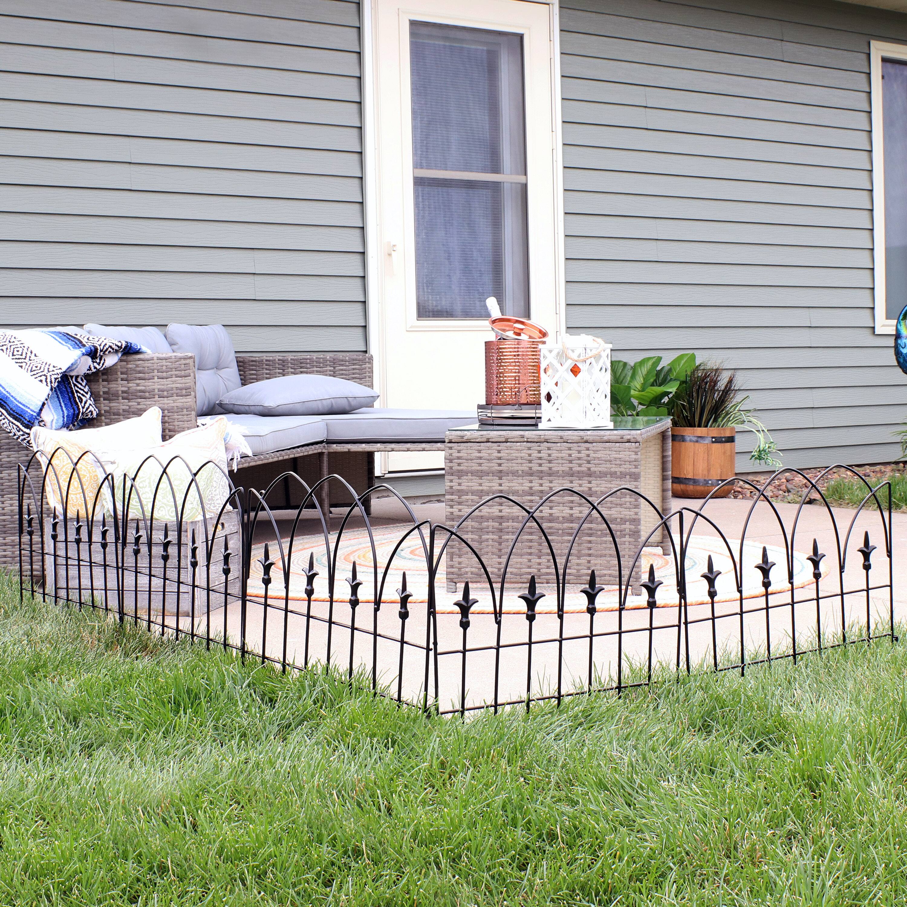 Alt View 3. Sunnydaze - 5-Piece Bayonne Steel Finial Garden Border Fencing - 8 ft - Black.