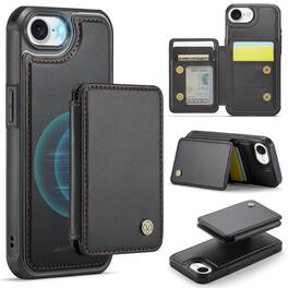Dteck - 2-in-1 Wallet Case for Apple iPhone 17e with Magnetic Card Holder, RFID PU Leather Flip Folio Kickstand Cover - Black