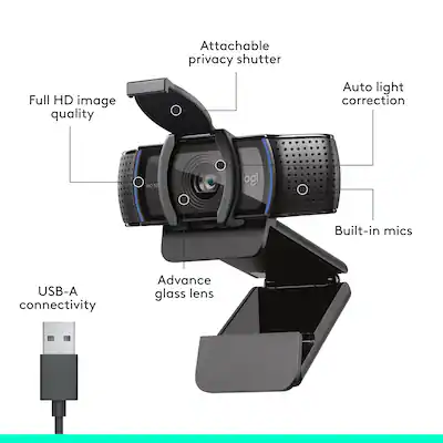 Logitech HD Pro C920 Webcam - Full HD 1080p Video Calls, Crystal-Clear Glass Lens, Auto-Focus, Stereo Sound, And Easy Social Media Sharing Price In UAE | Amazon UAE