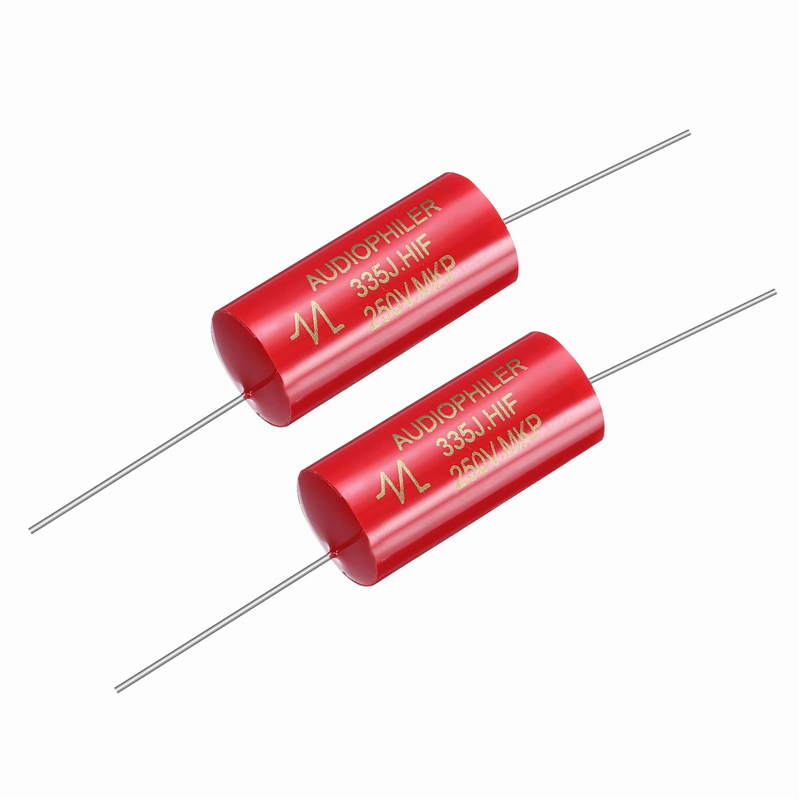 Unique Bargains - 2pcs 3.3uF 250V Axial MKP Film Capacitor for Audio Speaker Crossover Frequency Divider - Red price history on PriceWatchPro