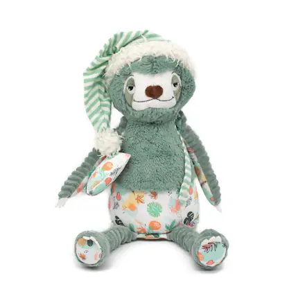 Front. TriAction Toys - Les Delingos Original Plush Animal | Chillos the Sloth - Grey.