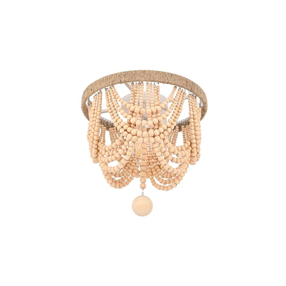Angle. Living District - Jolie 12 Inch Beaded Flush Mount Ceiling Light In Beige - Beige.
