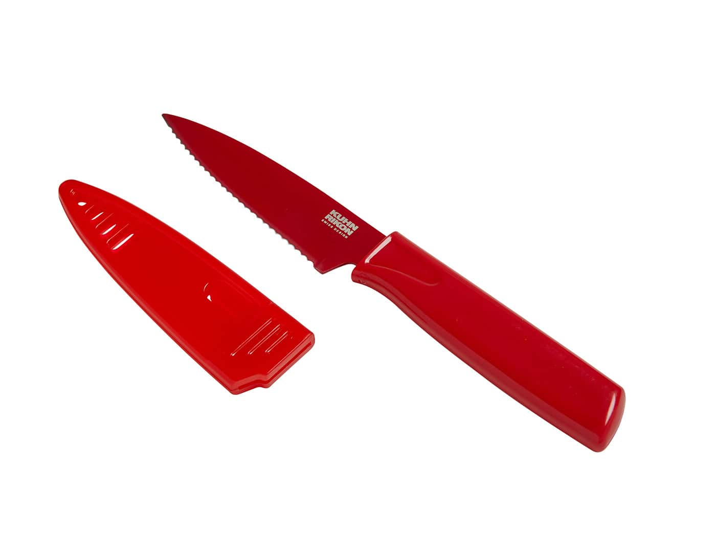 Kuhn Rikon - Colori Non-Stick Serrated Paring Knife with Safety Sheath, 4 inch - Red price history on PriceWatchPro
