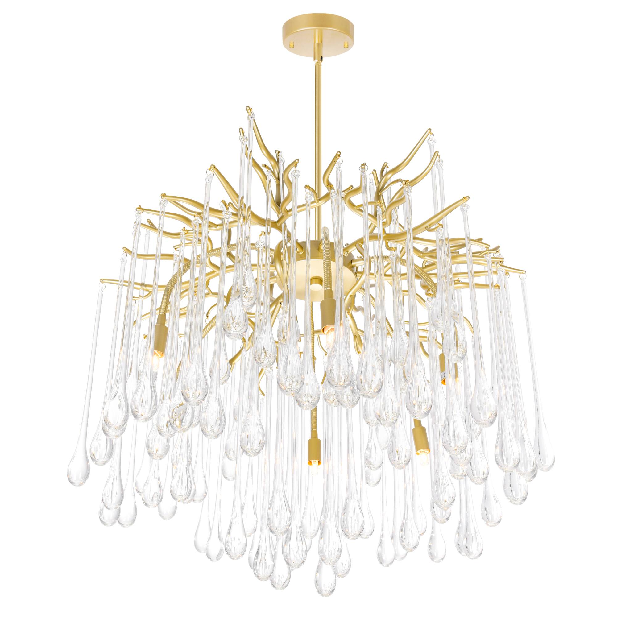 Angle. CWI Lighting - Anita 6 Light Chandelier With Gold Leaf Finish - Gold Leaf.