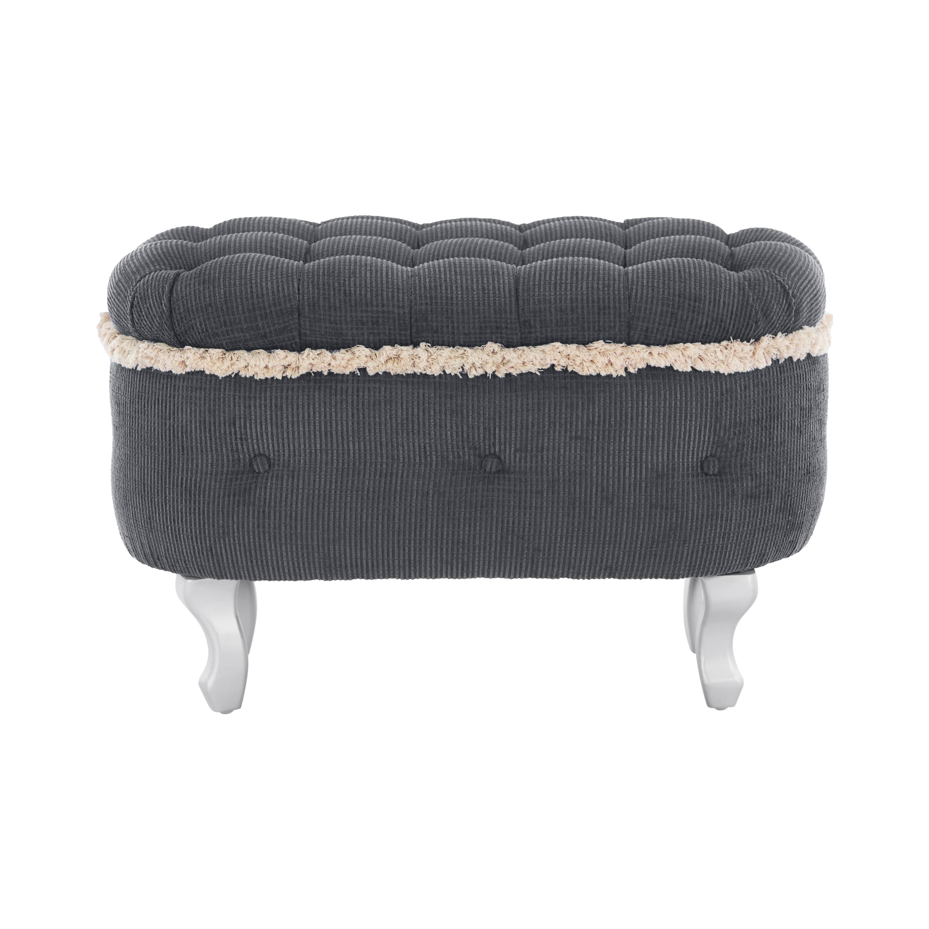 Back. Whisen - 29.5" Button-Tufted Fabric Storage Ottoman End of Bed Window Bench for Bedroom - Gray.