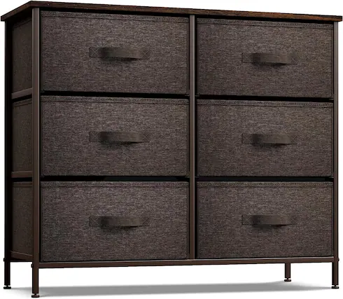 Front. Sorbus - Sorbus Dresser with 6 Drawers, Furniture Storage Tower Unit for Bedroom, Hallway, Closet Wood Top Fabric Drawers Chest - Brown.
