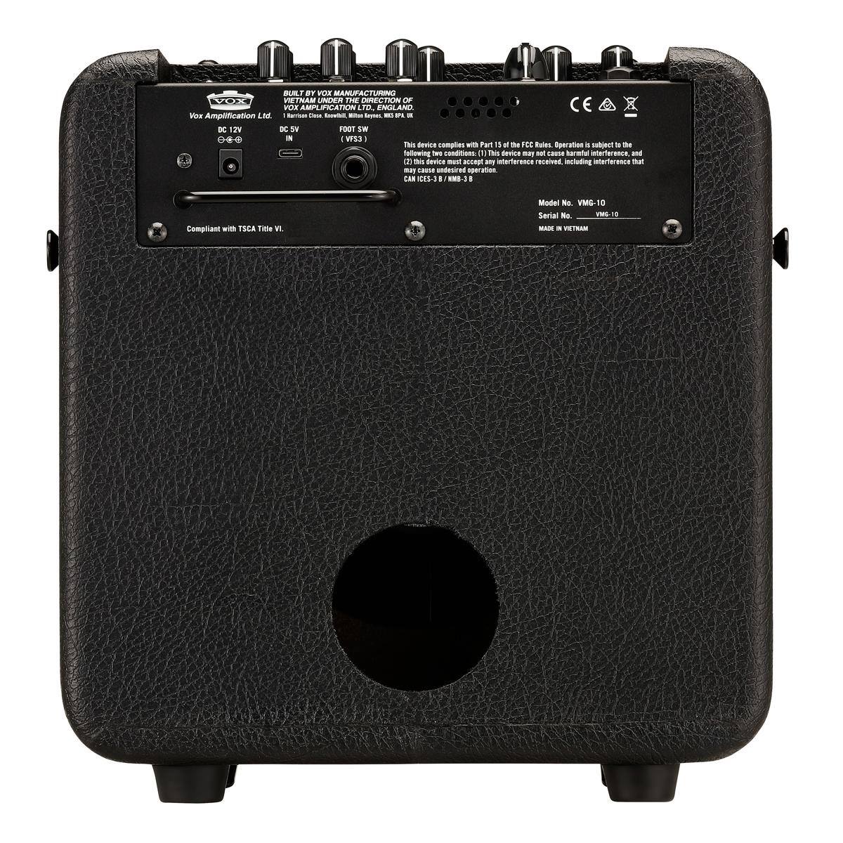 BUILT BY ZOV MANUFACTURING OF VOX AMPLIFICATION LTD. ENGLAND AND VOX AMPLIFICATION LTD. VIETNAM

Vox - Amplification Ltd.
DC 12V
DC 5V
FOOT SW. (VFS3)
This device complies with Part 1 of the FCC Rules. Operation is subject to the following two conditions: (1) This device may not cause harmful interference, and (2) this device must accept any interference received, including interference that may cause undesired operation.
Compliant with TSCA Title V.

Model No. VGM-10
Serial No. VGM-10
MADE IN VIETNAM

CE

Compliant with TSCA Title V.