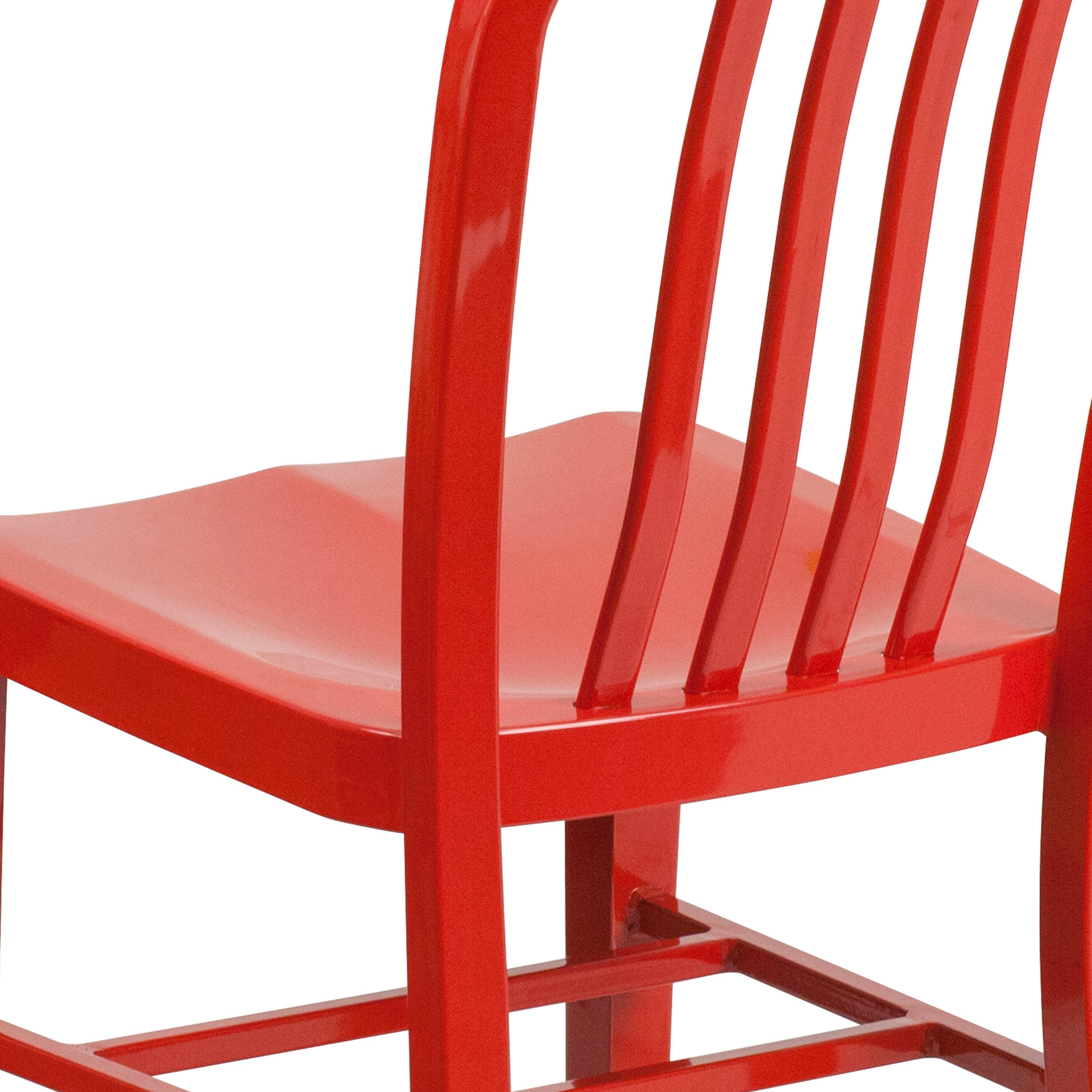 Alt View 8. Emma + Oliver - Commercial Grade Colorful Metal Indoor-Outdoor Chair - Red.