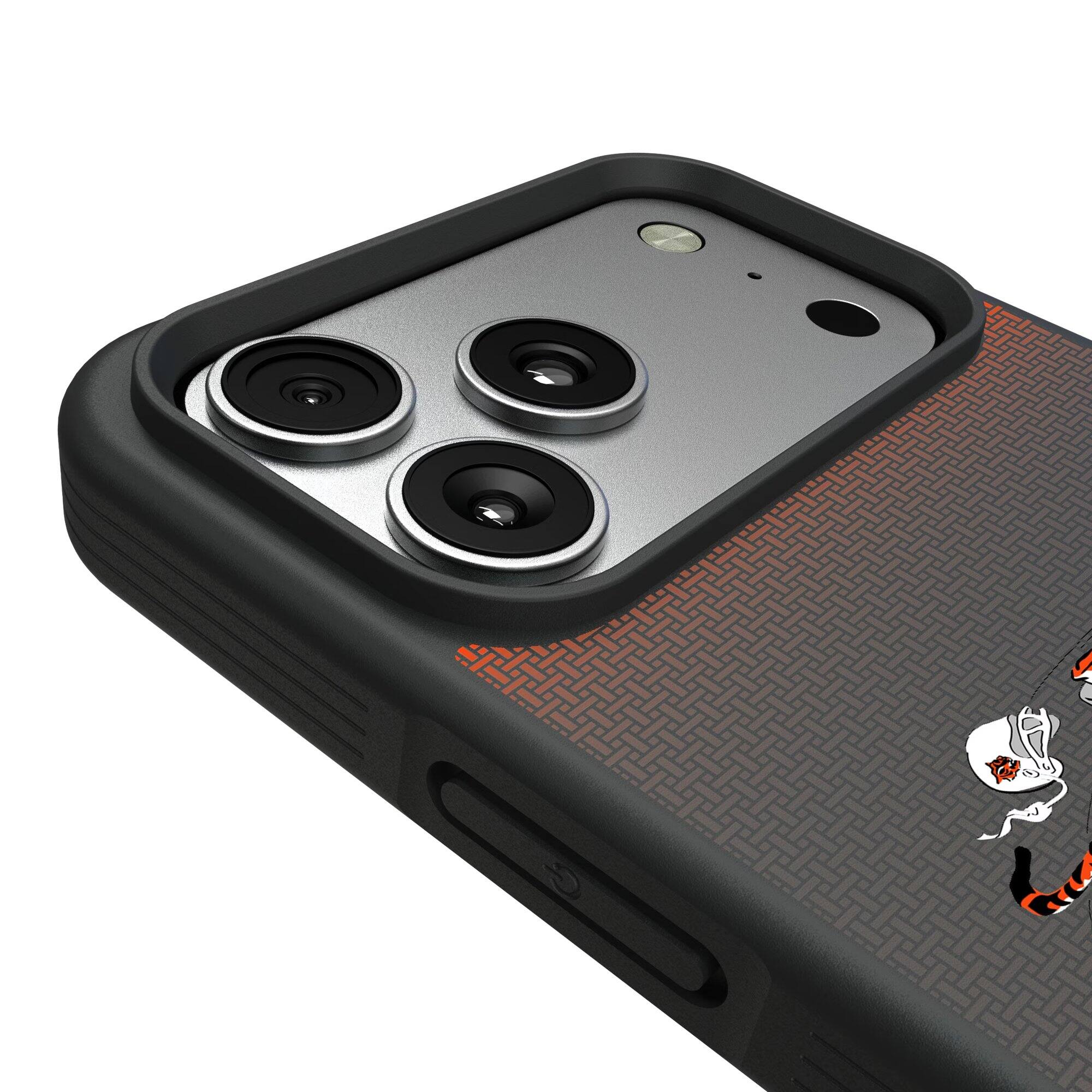 Alt View 2. Keyscaper - Cincinnati Bengals Bump Case with 8.2ft Drop Protection - 15 Pro - Black.