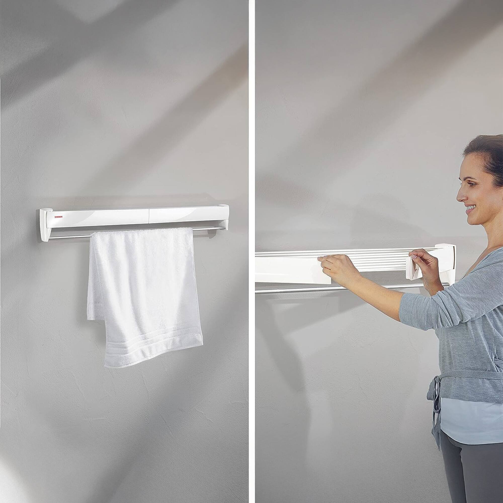 Alt View 6. Leifheit - Liefheit Wall Dryer Telefix 70, White – Space-Saving Folding Clothes Drying Rack for Laundry or Bathroom - White.