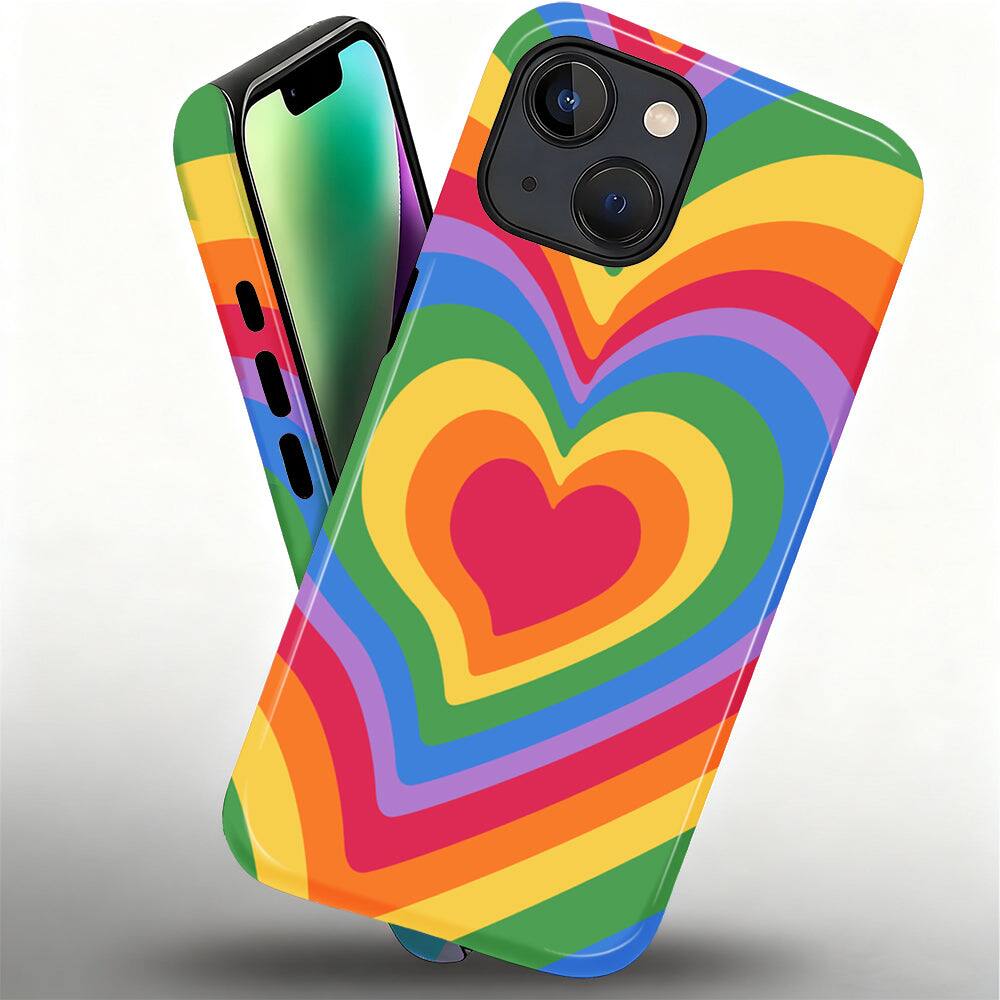 Alt View 1. BUBM - Smartphone Case for iPhone - 2-Layer Durable Smartphone Protection Case - Soft Rainbow Heart - Soft Rainbow Heart for iPhone 15.
