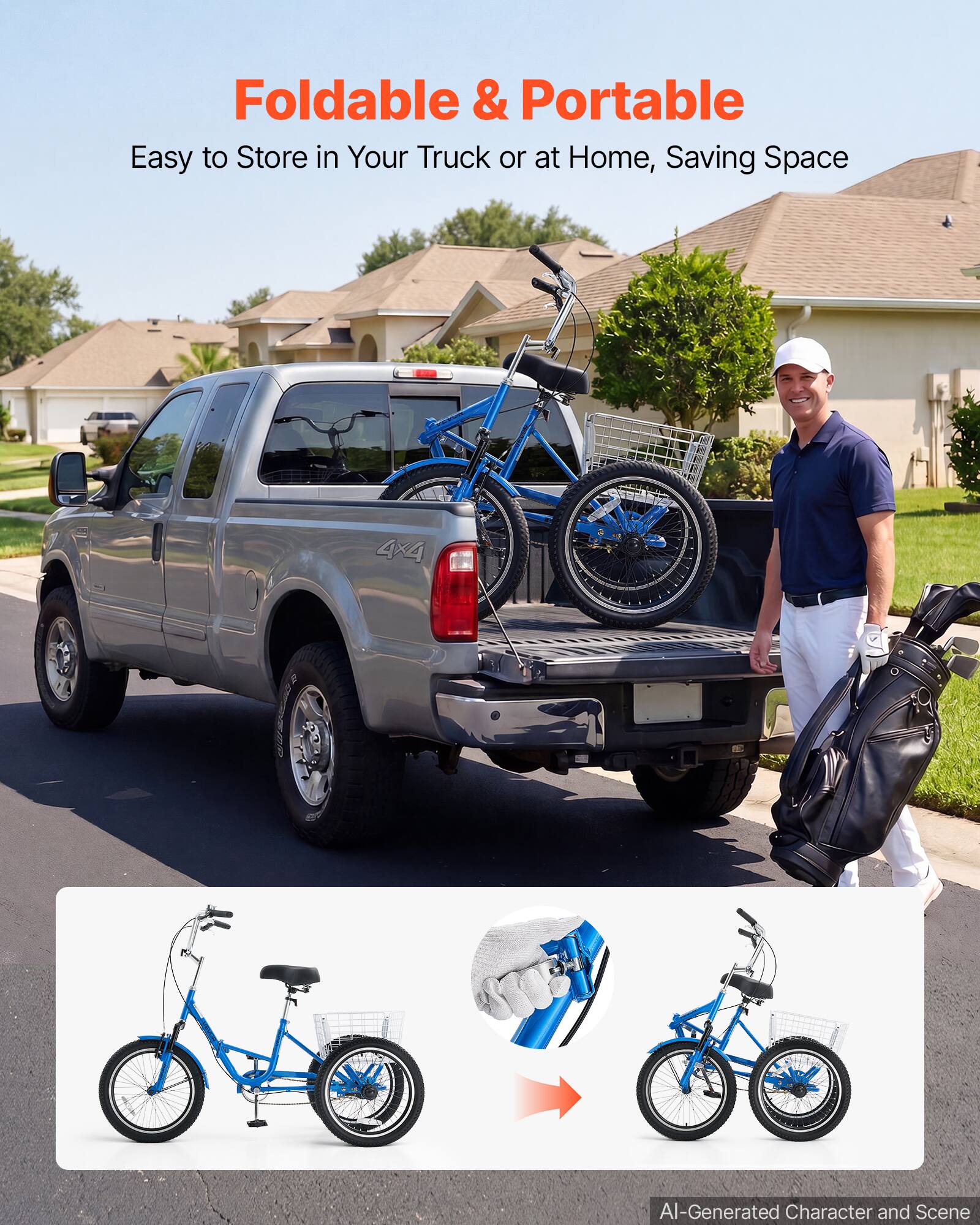 Foldable & Portable  
Easy to Store in Your Truck or at Home, Saving Space  

4x4  

AI-Generated Character and Scene