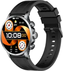 IMIKI - Xplorer Pro GPS Smartwatch, 6 Satellite Positioning, Stainless Steel Body, 1ATM Waterproof, 450mAh, 1.6" AMOLED Display - Black - Front_Zoom