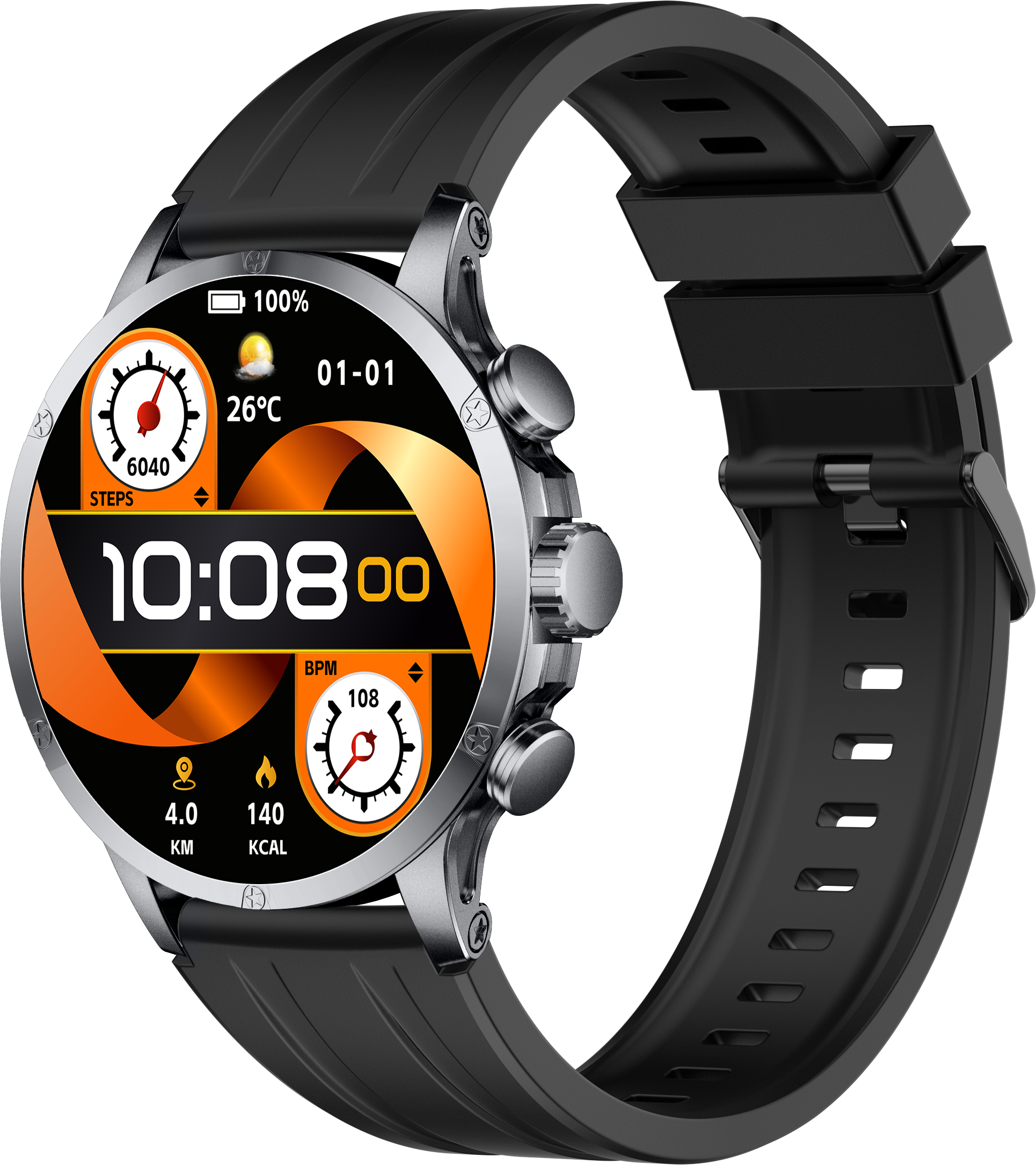 IMIKI - Xplorer Pro GPS Smartwatch, 6 Satellite Positioning, Stainless Steel Body, 1ATM Waterproof, 450mAh, 1.6" AMOLED Display - Black - (2024)