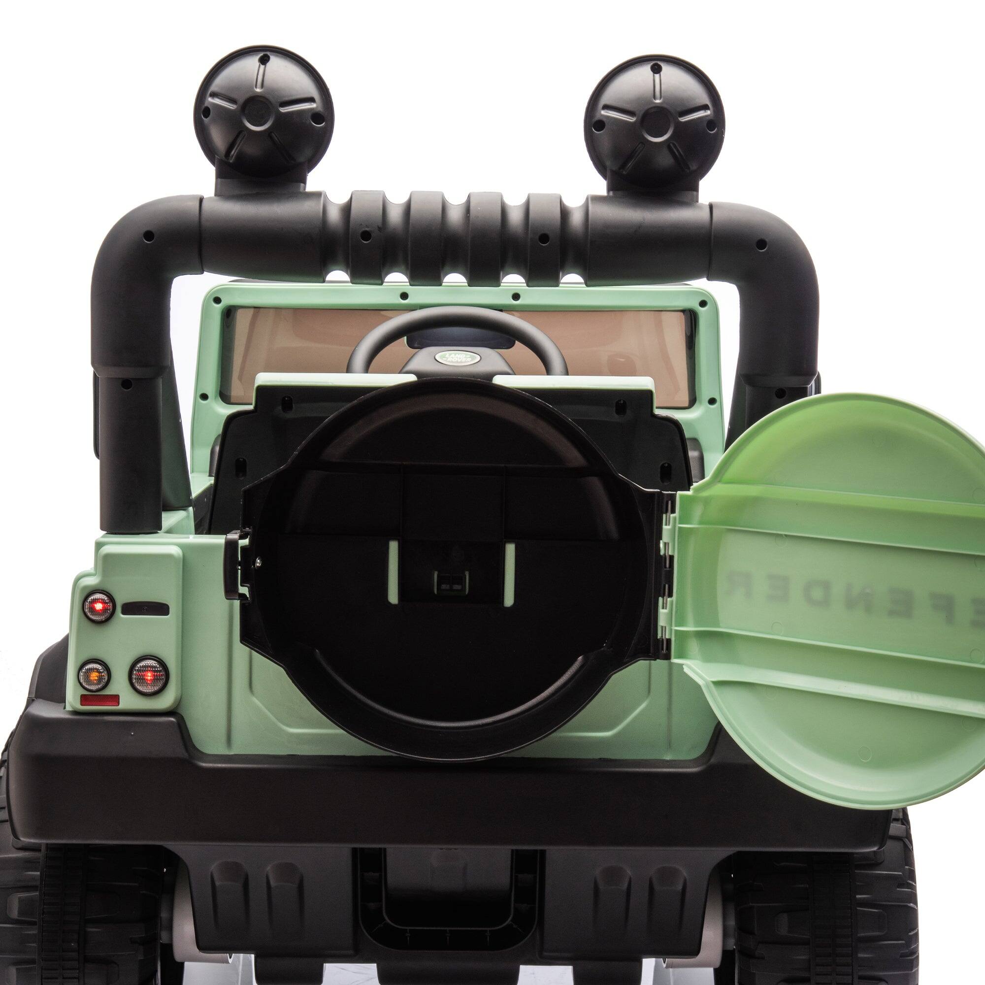 Alt View 6. BreeBe - Licensed Land Rover Defender Volta 5008 24V Kids Ride-On Car, Parents Control, 2WD, 4-Wheel Suspension, LED, Music - Green.