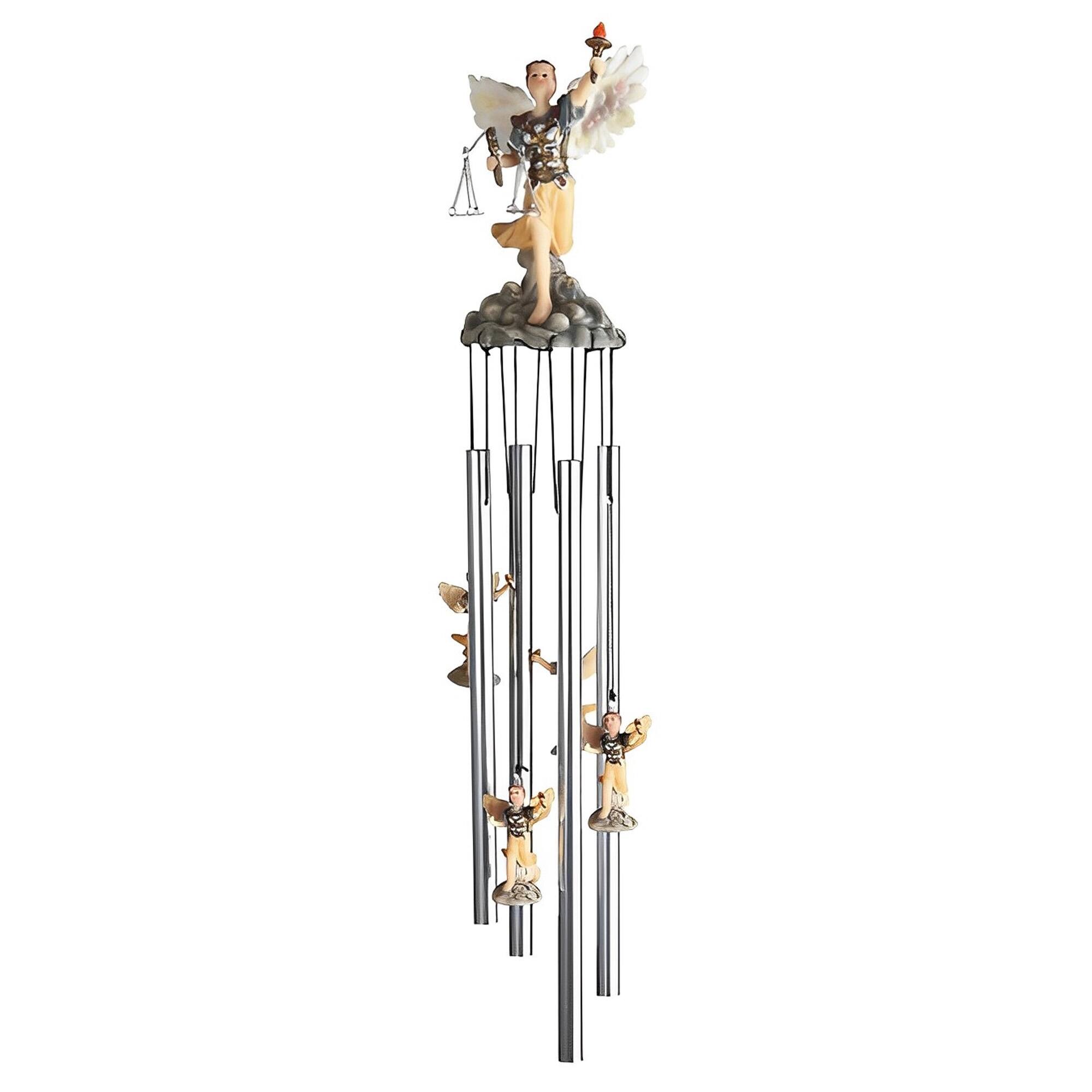 Front. FC Design - FC Design 23" Long Archangel Uriel Round Top Wind Chime Outdoor Patio or Garden Hanging Decoration - Multi-Color.