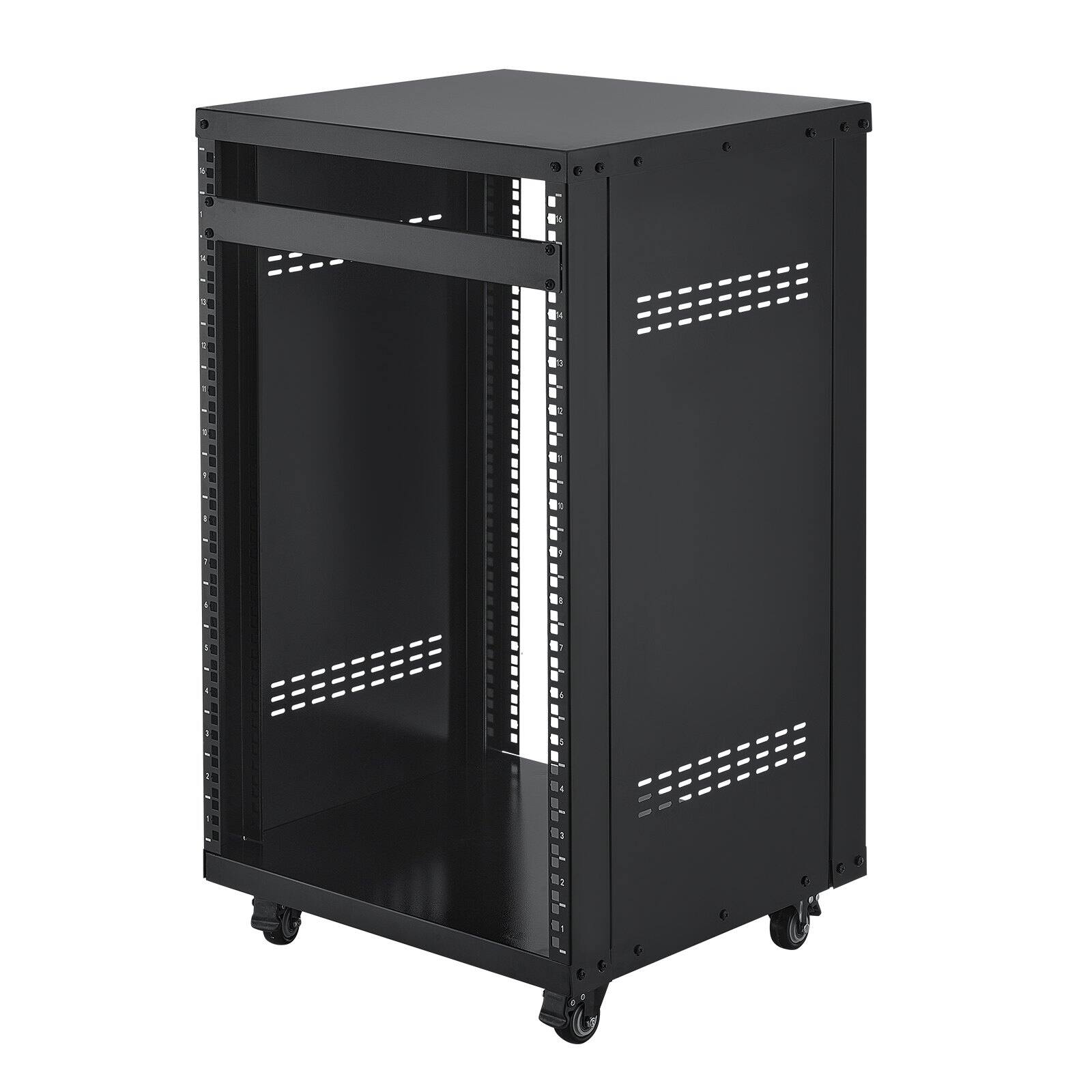 Alt View 10. Glintex - 16U Rack Case, 200 lbs Capacity AV Studio Rack with Lockable Wheels, Open Frame Vent Design for 19" Equipment.
