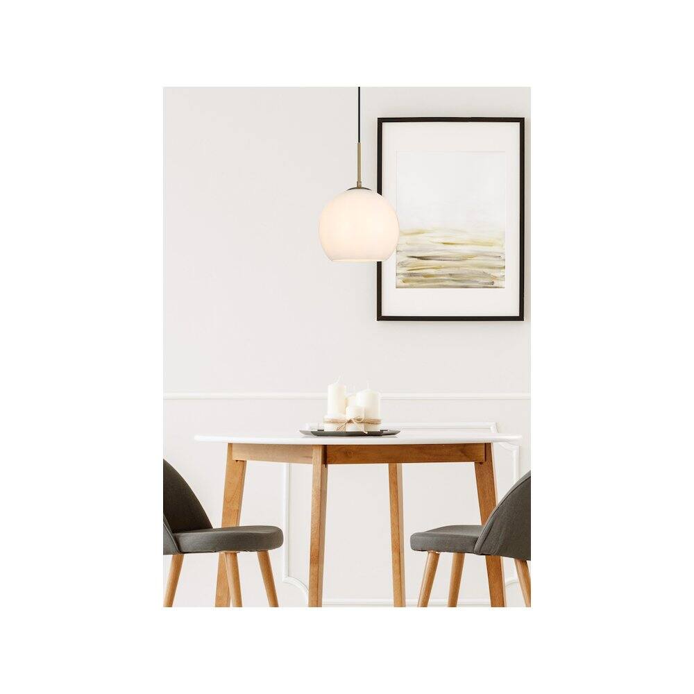 Alt View 2. Living District - Baxter 10 Inch Pendant Frosted White Shade in Satin Gold - Satin Gold And Frosted White.