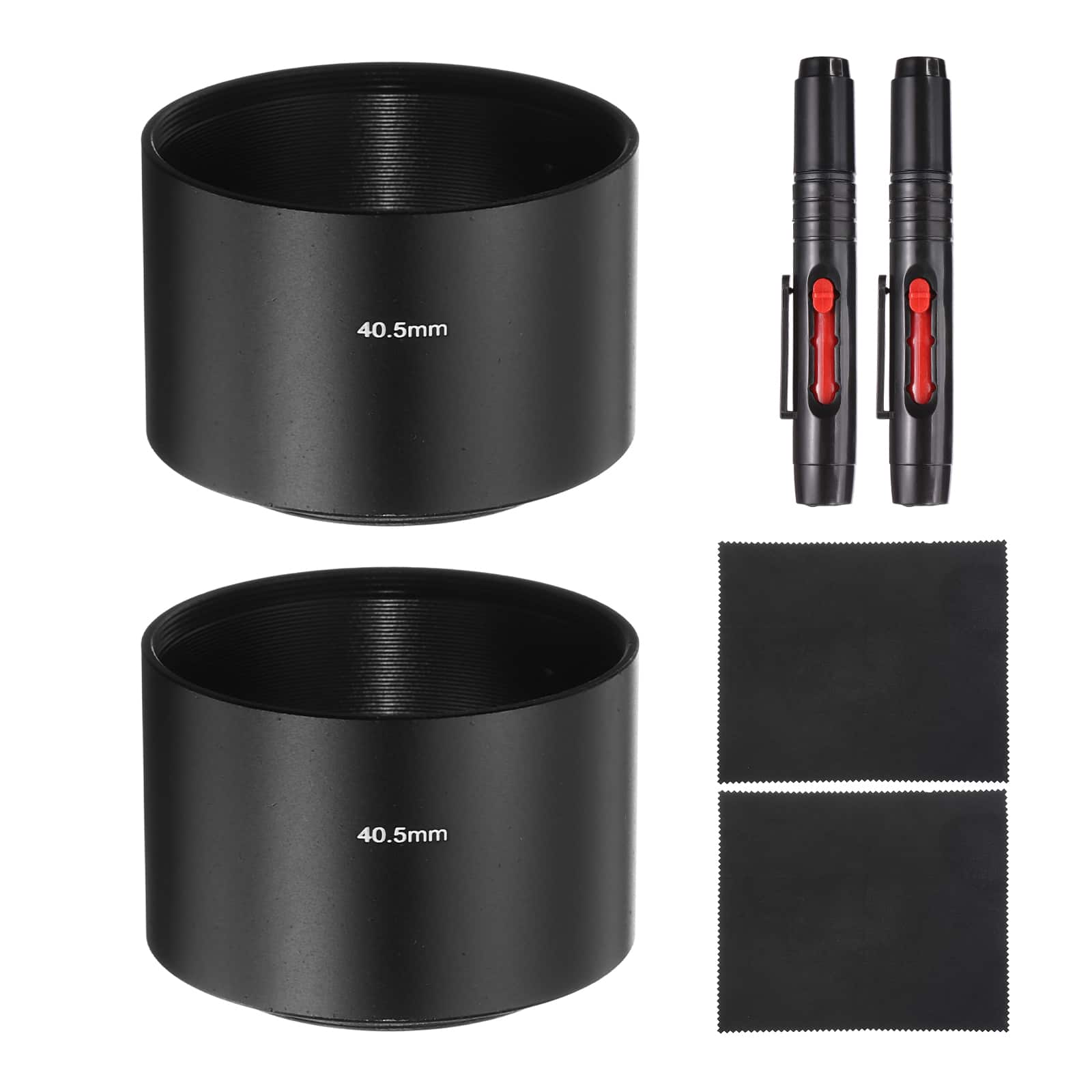 Unique Bargains - 2pcs Lens Hood Shade, 40.5mm Long-focus Metal Camera Cap Shade with Cleaning Cloth & Pen - Black