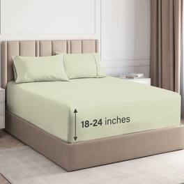 CGK Linens - Extra Deep Pocket 4 Piece Sheet Set - Soft Bed Sheets, Fits 18"-24" Mattresses - King - Light Sage Green