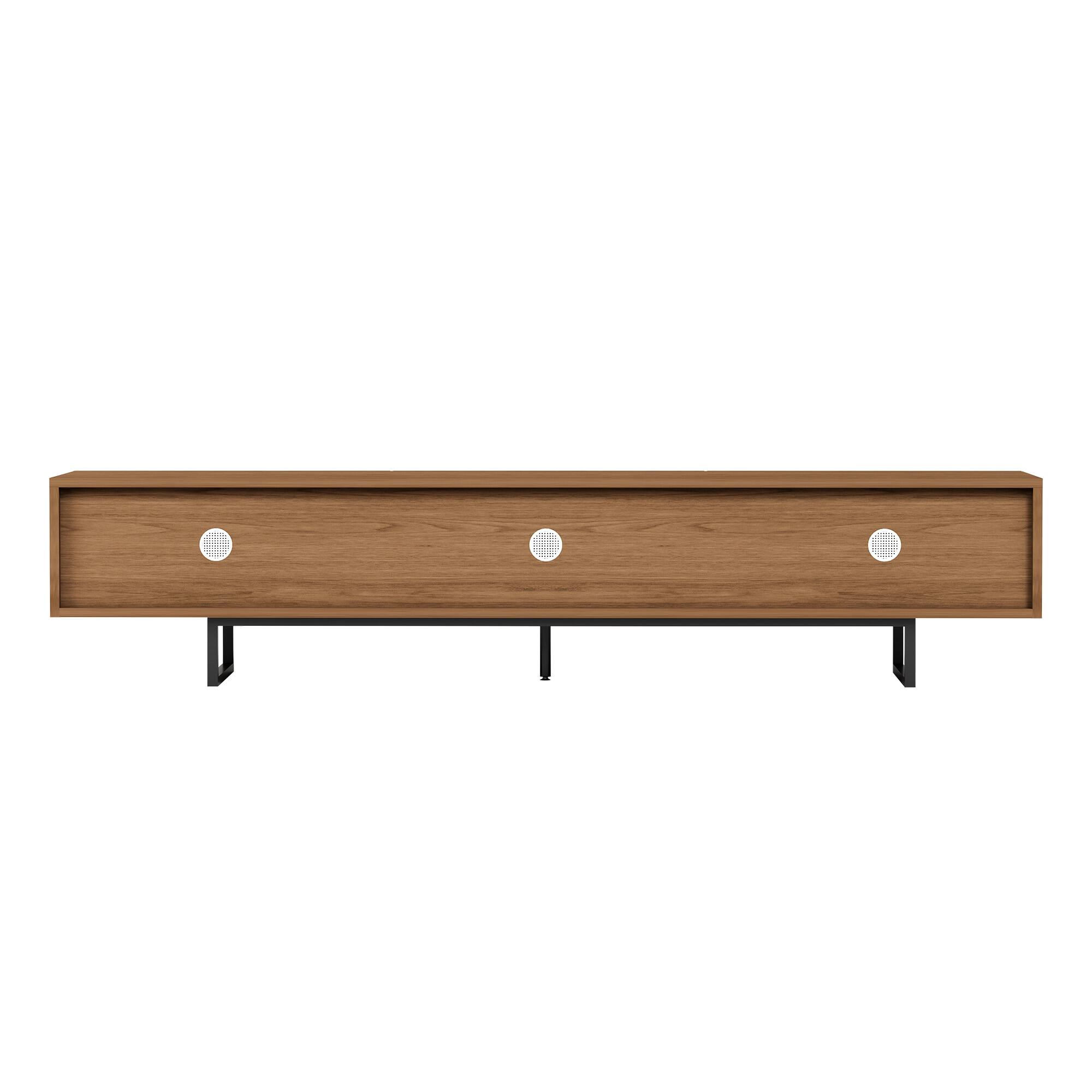Alt View 7. luck idea - Mid-Century Modern TV Stand - 82.83” Wide with Metal Legs, 3 Drawers & Vent Holes - Walnut Color.